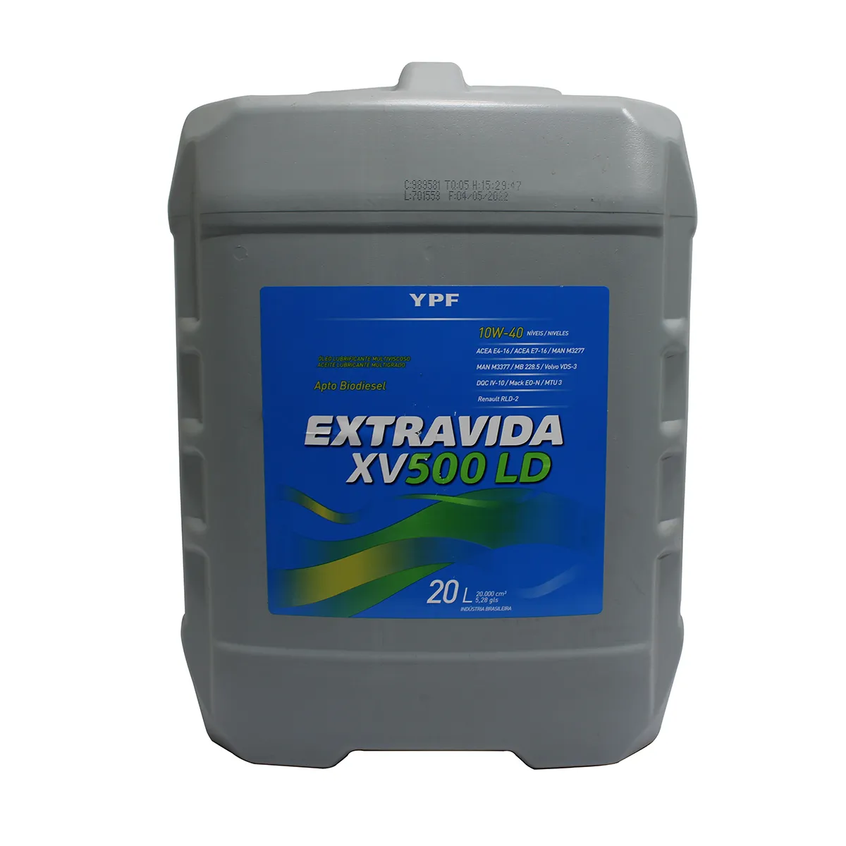 YPF EXTRAVIDA XV 500 LD 10W40 ACEA E4/E7 100% SINTETICO